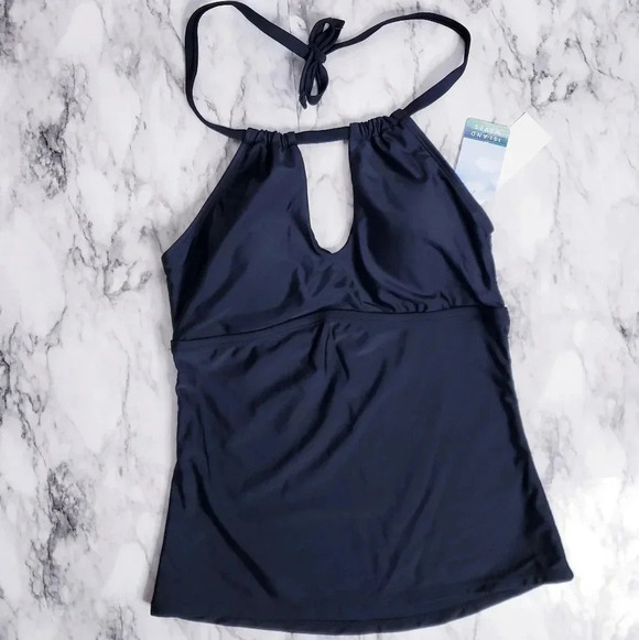 Island Waves Other - Island Waves Swim Tankini Moorea Adjustable Keyhole Halter Top Black Size 8